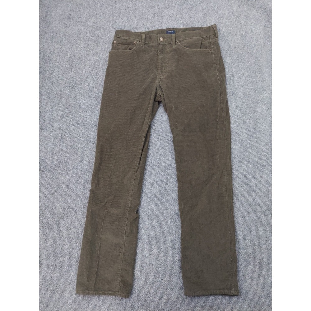 J Crew Corduroy Pants Mens 34x32 Olive Green Flex Straight Leg Casual Preppy
